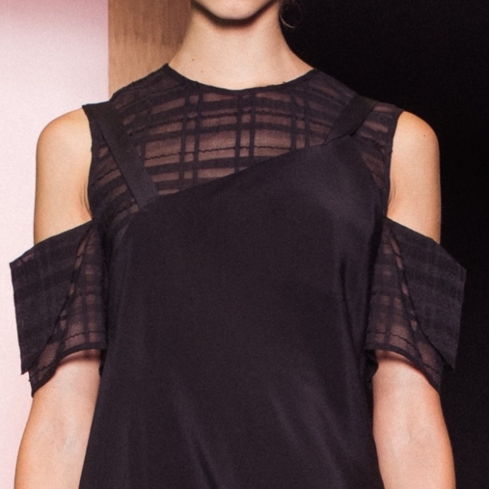 Black Sheer Cutout Shoulder Top w Keyhole Top 6